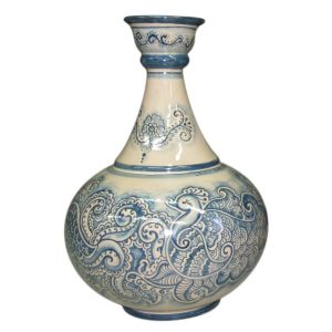 Vaso portafiori a imbuto h 27 masha mono blu