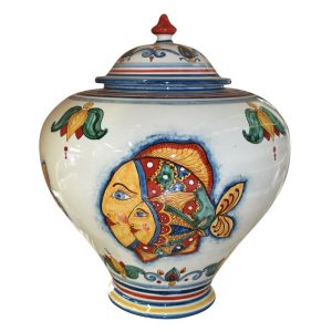 Potiche h 25 decoro c/4 pesci