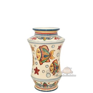 Vaso albarello h 30 decoro pesci