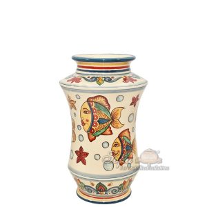 Vaso albarello h 35 decoro pesci