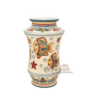 Vaso albarello h 40 decoro pesci