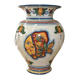 Vaso collo alto h 30 decoro pesci