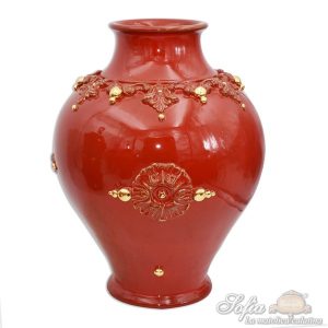 Vaso boccia h 35 plastico sofia rosso fuoco (selenio) e oro