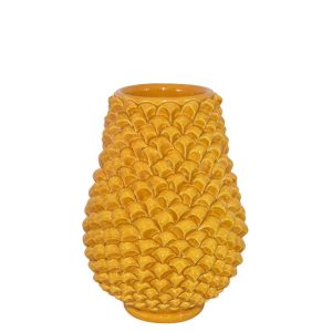 Vaso pigna panciuto h 25 senape