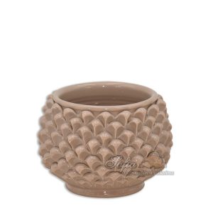 Vaso mezza pigna s/piede Ø 20 tortora lucido