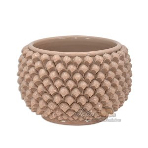 Vaso mezza pigna s/piede Ø 35 tortora lucido