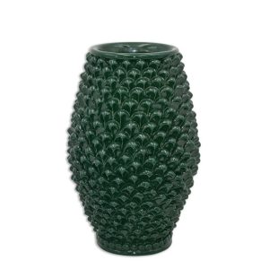 Vaso pigna botte h 25 verde antico
