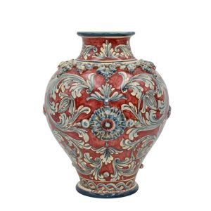 Vaso boccia h 35 plastico sofia ornato blu/bordeaux