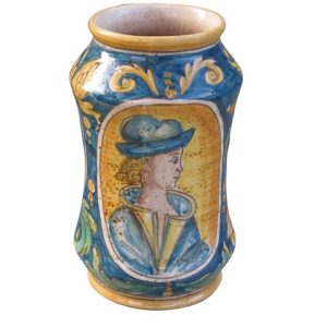 Vaso albarello h 30 ornato calatino c/figurato