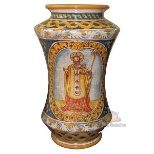 Vaso albarello h 30 ornato calatino c/figurato S.Nicola