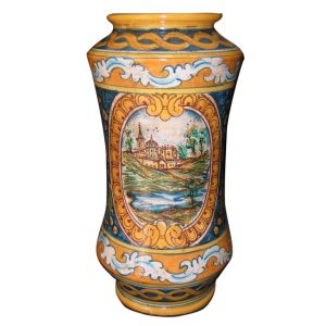 Vaso albarello h 30 ornato calatino c/paesaggio