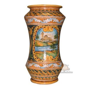 Vaso albarello h 35 ornato calatino c/paesaggio