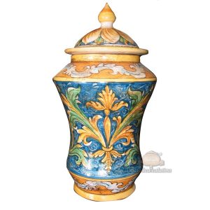 Vaso albarello h 30 c/coperchio ornato calatino