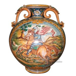 Vaso palla c/manici h 32 ornato calatino c/calaviere