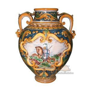 Vaso boccia h 35 c/manici ornato calatino c/greca rilievo c/cavaliere