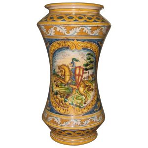 Vaso albarello h 25 ornato calatino c/cavaliere