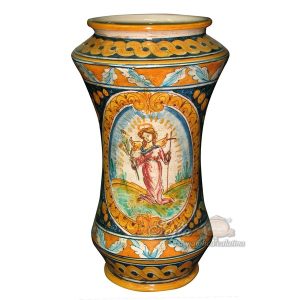 Vaso albarello h 25 ornato calatino c/angelo