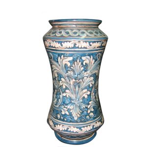 Vaso albarello h 30 ornato mono blu
