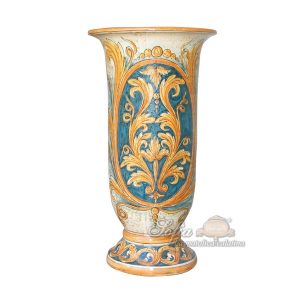 Vaso calice h 30 stile richard blu/arancio