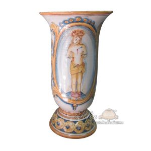 Vaso calice h 30 stile richard blu/arancio S.Sebastiano