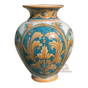 Vaso collo alto h 30 stile richard blu/arancio