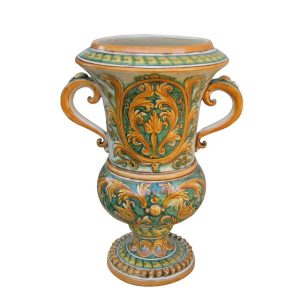 Vaso h 50 stile richard verde/arancio