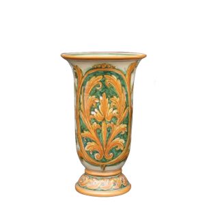 Vaso calice h 20 stile richard verde/arancio