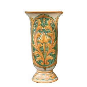Vaso calice h 35 stile richard verde/arancio