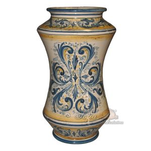 Vaso albarello h 25 s. d'arte blu/arancio