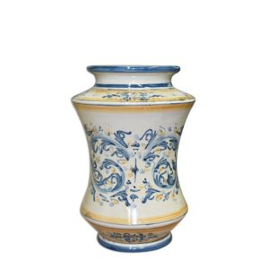 Vaso albarello h 25 s. d'arte blu/arancio