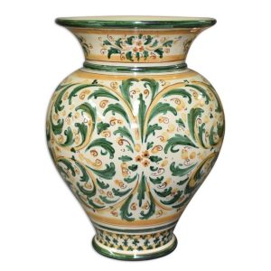 Vaso collo alto h 30 s. d'arte verde/arancio