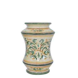 Vaso albarello h 25 s. d'arte verde/arancio