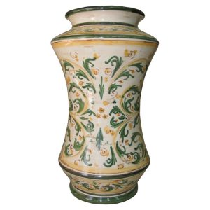 Vaso albarello h 35 s. d'arte verde/arancio