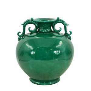 Vaso palla c/manici h 32 verde smeraldo