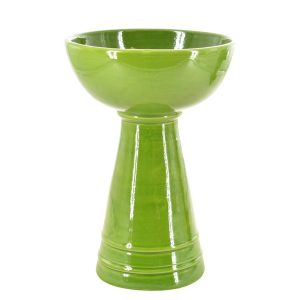 Vaso a coppa c/piede h 27 verde foglia