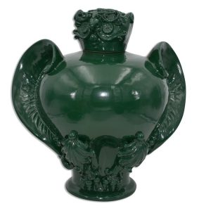 Gufo potiche grande applicato h 42 verde antico