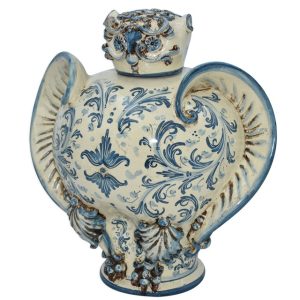 Gufo potiche grande applicato h 42 s. d'arte mono blu