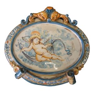 Ovale orizzontale piccolo c/angelo 20x16 blu/arancio