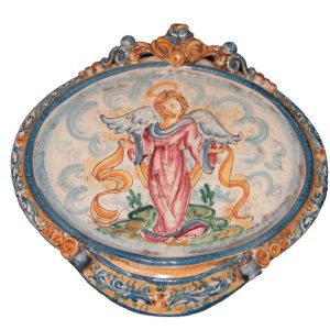 Ovale orizzontale medio c/angelo 23x25 tricolore