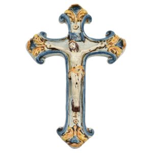 Crocifisso medio 16x24 blu/arancio - Bomboniera