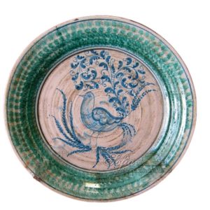 Fangotto Ø 25 c/uccello pavone mono blu