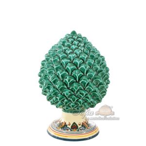 Pigna artigianale h 20 decoro sicily verde smeraldo