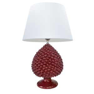 Lume pigna artigianale h 20 bordeaux integrale (h40 c/paralume Ø25)