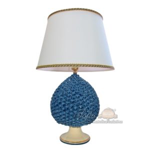 Lume pigna artigianale h 25 blu/arancio (h47 c/paralume Ø30)