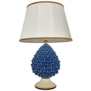 Lume Pigna semilavorata memo h 25 blu/arancio (h52 c/paralume Ø30)