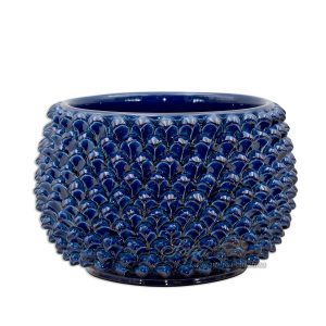 Vaso mezza pigna s/piede Ø 30 blu intenso