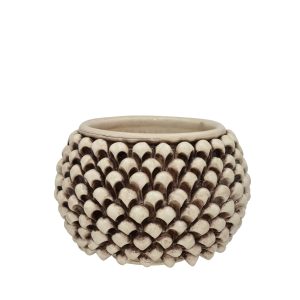 Vaso mezza pigna s/piede Ø 15 madreperla antichizzato