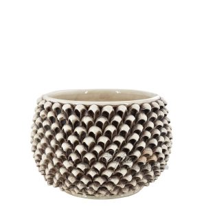 Vaso mezza pigna s/piede Ø 20 madreperla antichizzato