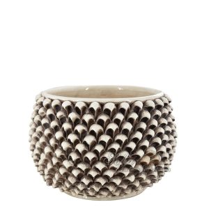 Vaso mezza pigna s/piede Ø 25 madreperla antichizzato