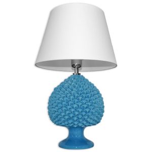 Lume pigna artigianale h 25 turchese (h47 c/paralume Ø30)